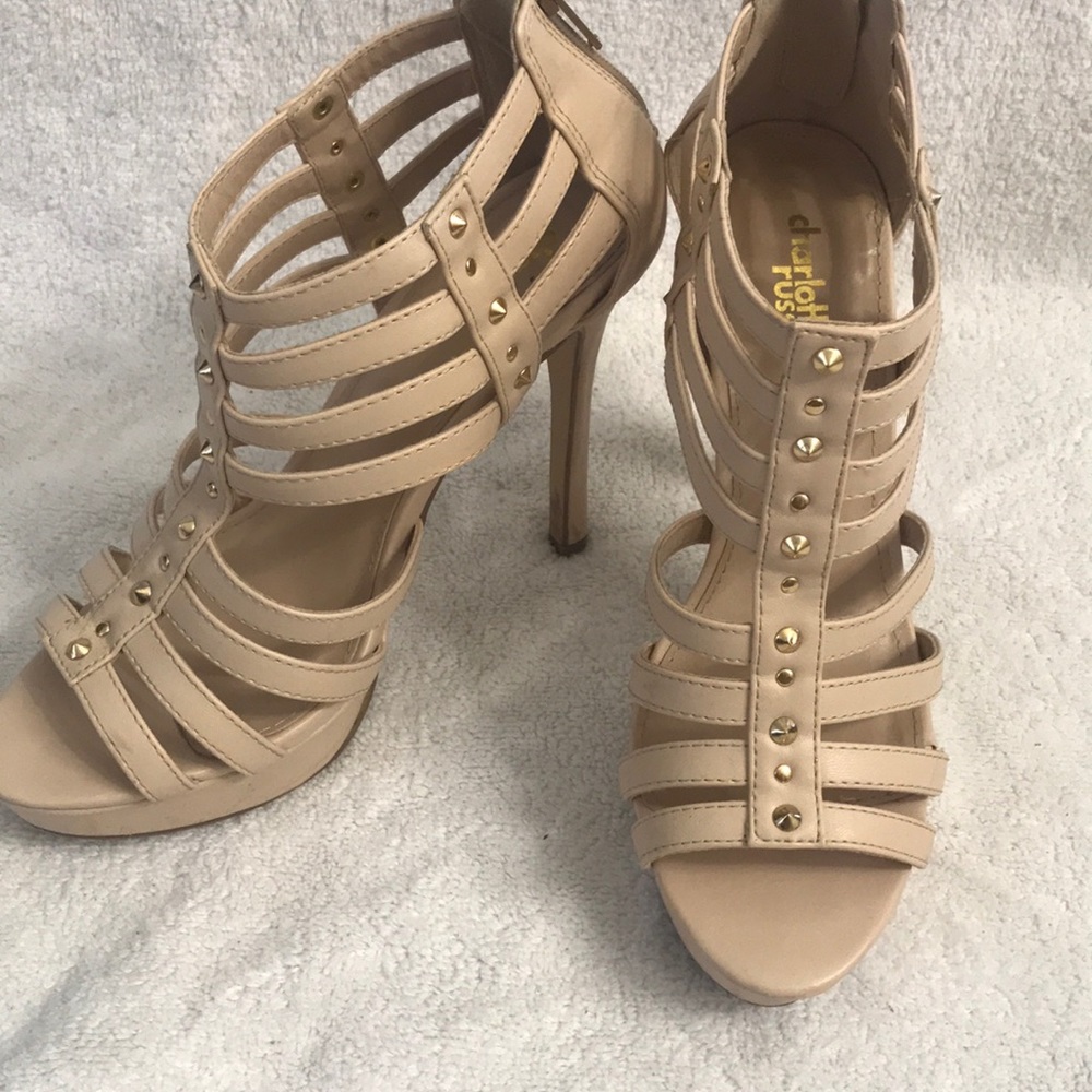 Nude stilettos with gold studs